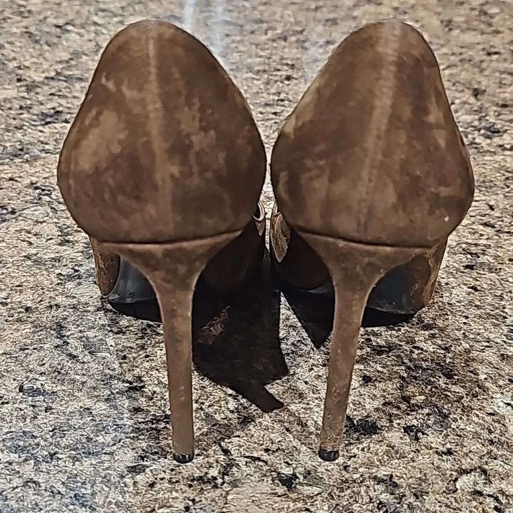 Saint Laurent pumps brown suede leather size 35 EU (4 inch heel)